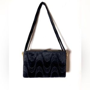 Velvet Box Handbag - vintage and RARE with beautiful wave pattern.